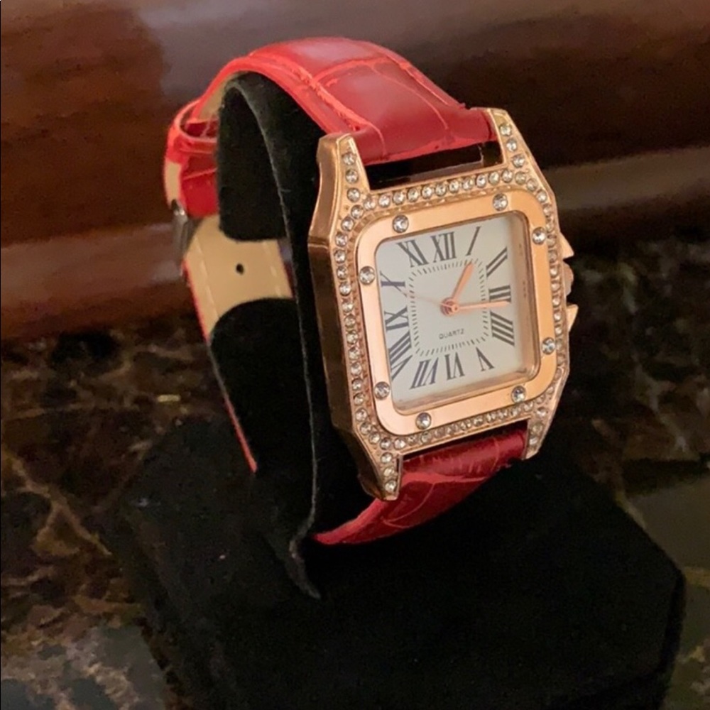 Red Diamond Leather Watch